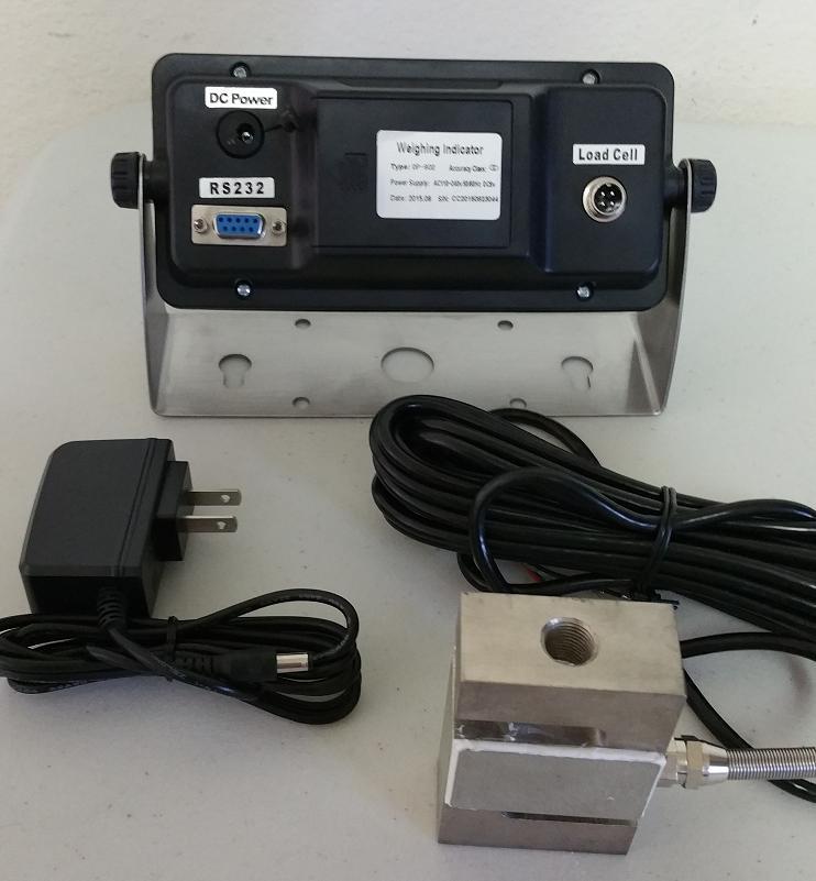 Compression Scale 1000X0.1 lb S Type load cell / OP Indicator,20' Cable,Cert,New