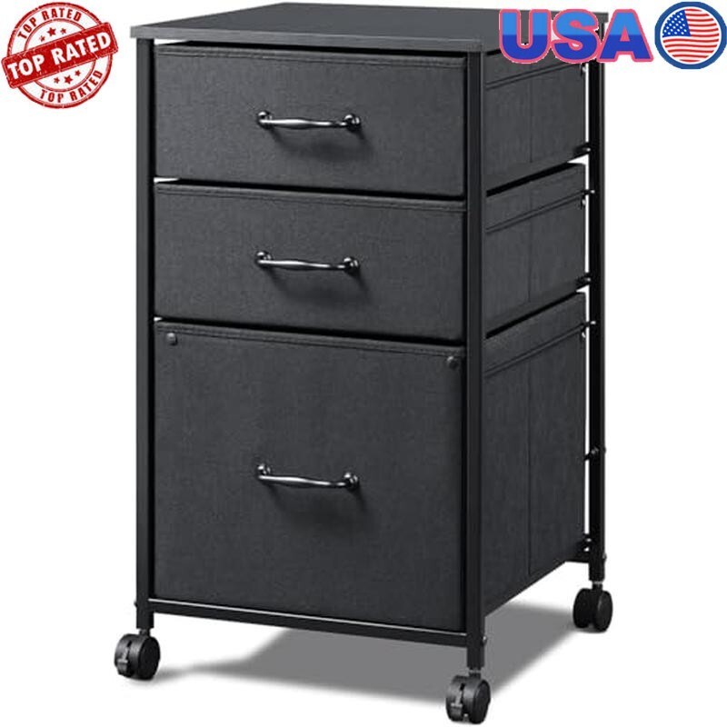 Mobile File Cabinet Rolling Printer Stand W/ 3 Drawers Office Storage Solution