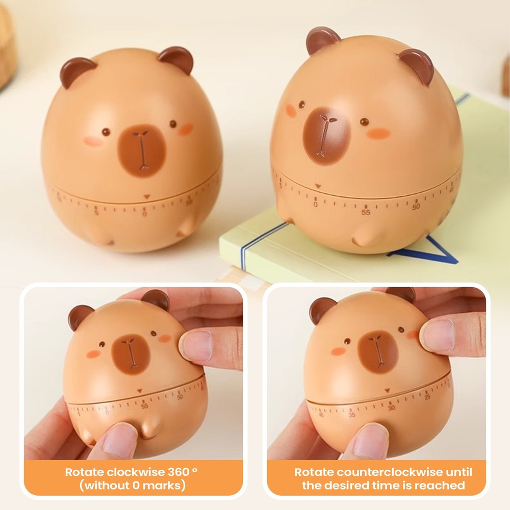 1Pc Capybara Kitchen Timer Mechanical Kitchen Timer Animal Shaped Clock Alarm