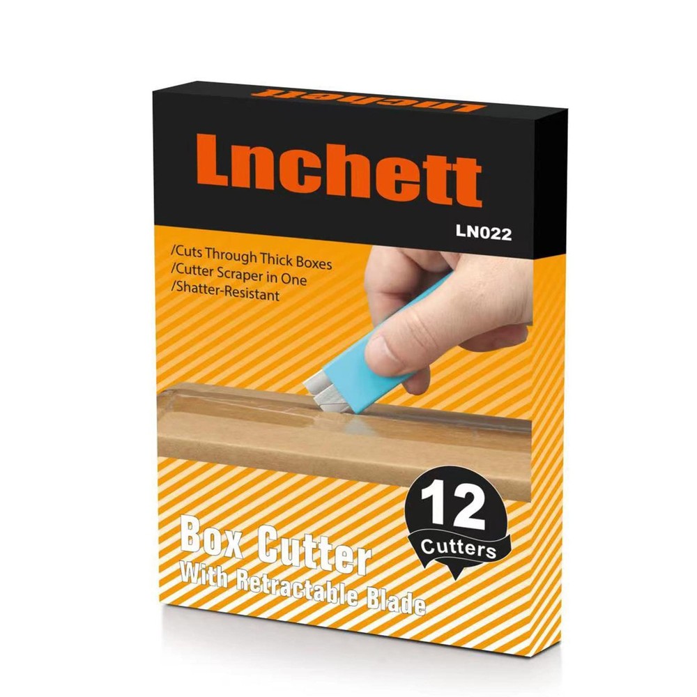Lnchett Box Cutter, 12-Pack Retractable Cardboard Mini Box Cutter for Package...