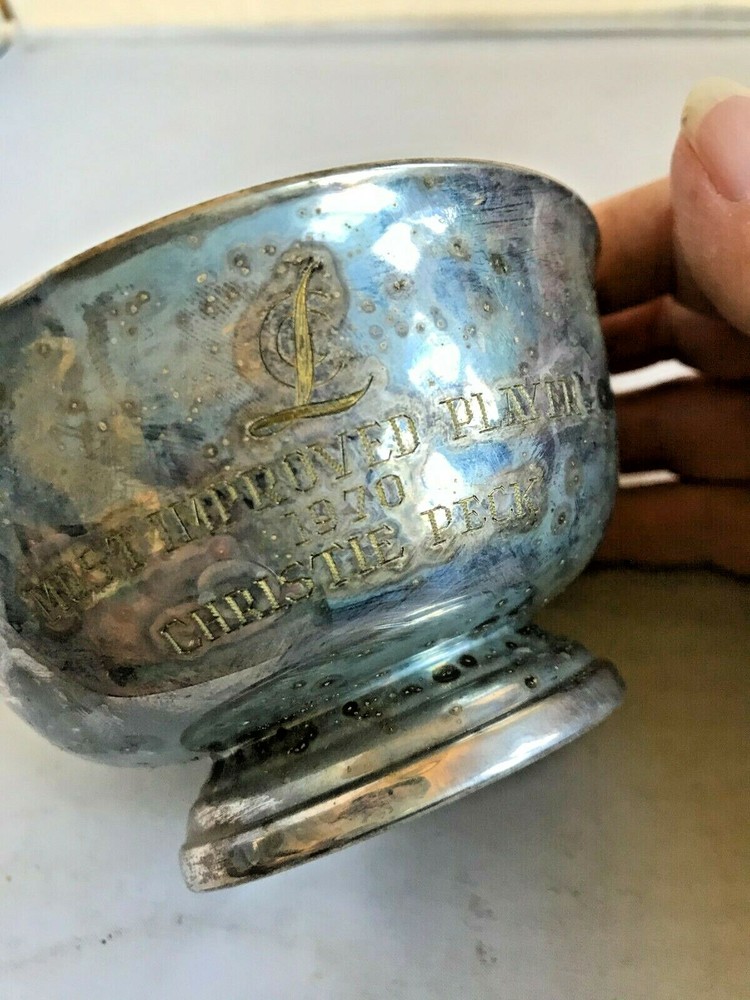 Vintage Gorham Silver YC795 Personalized Bowl MVP 1970 Christie Peck 4.5"