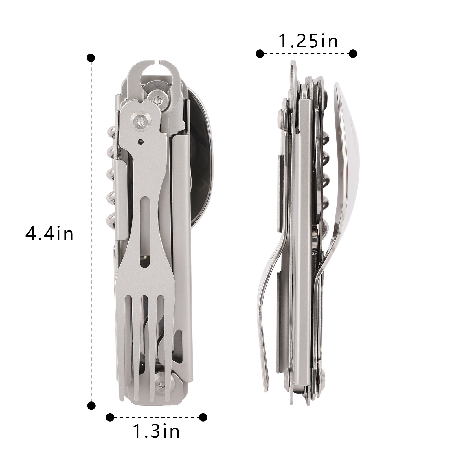 5-in-1 Portable Camping Utensil Detachable Stainless Steel Folding Flatware Set