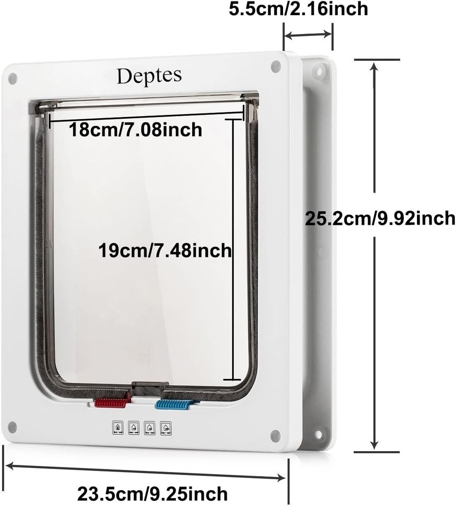 Compact Weather-Resistant Cat Door – 4 Switching Modes for Maximum Control