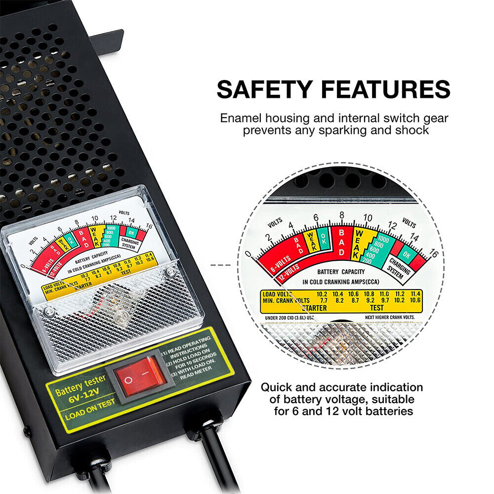 6-12V Car Battery Quick Test: 100Amp Battery Load Analyzer, 5 Sec Fast Test!
