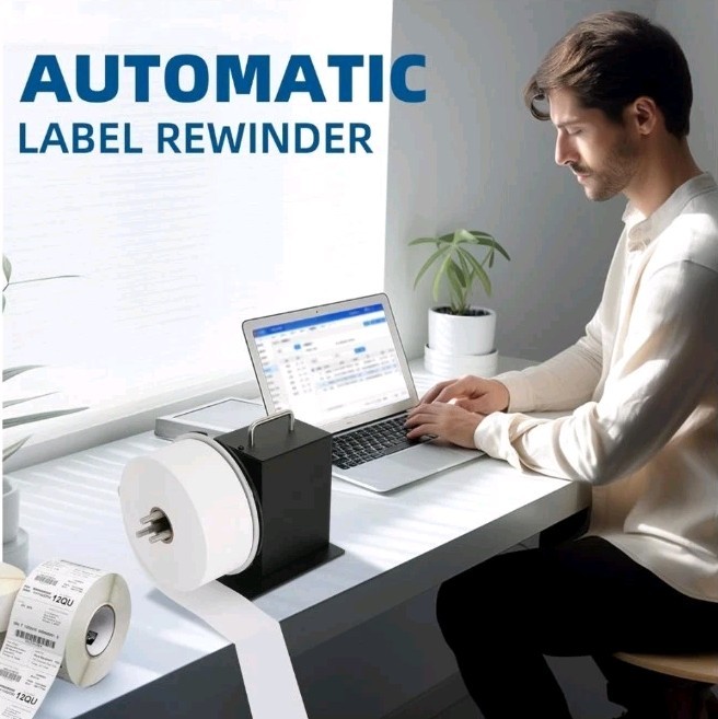 Automatic Label Rewinder, Supports 1", 1.5", 3" Core Holder, Adjustable Speed