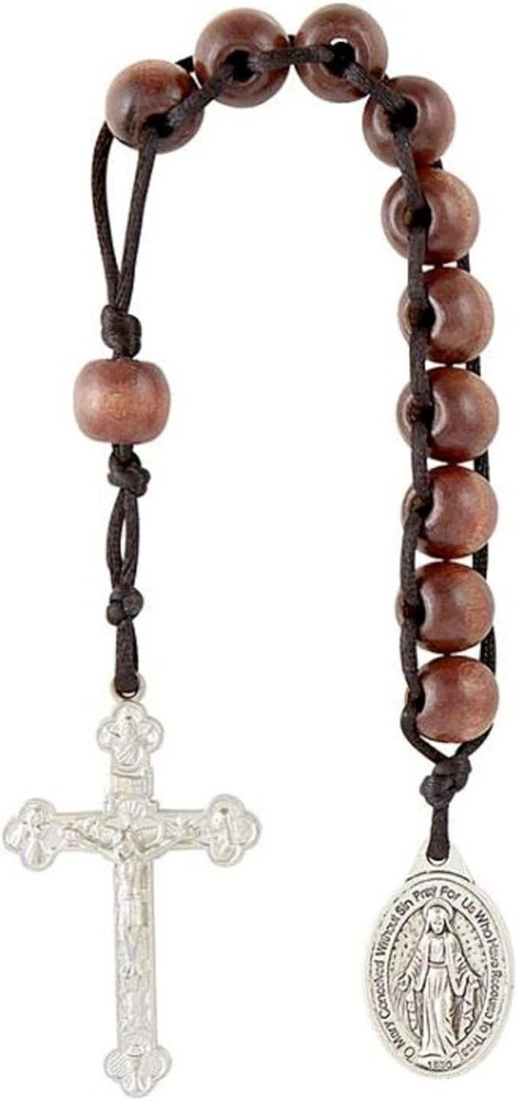 Lenten Sacrifice Good Deed Beads - Wooden Decade Rosary 9" L Pray Fast Give Lent