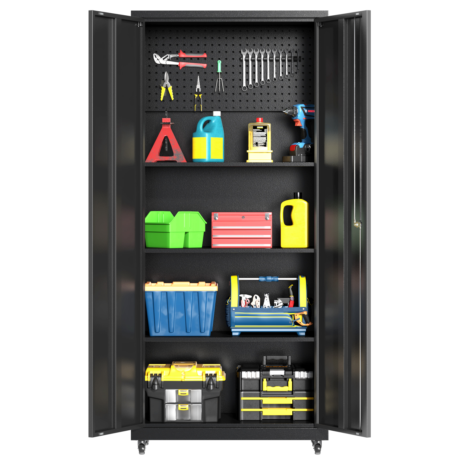 Garage Storage Cabinet System 8 Pc Workshop Set Mobile Workbench w/Tool Pegboard