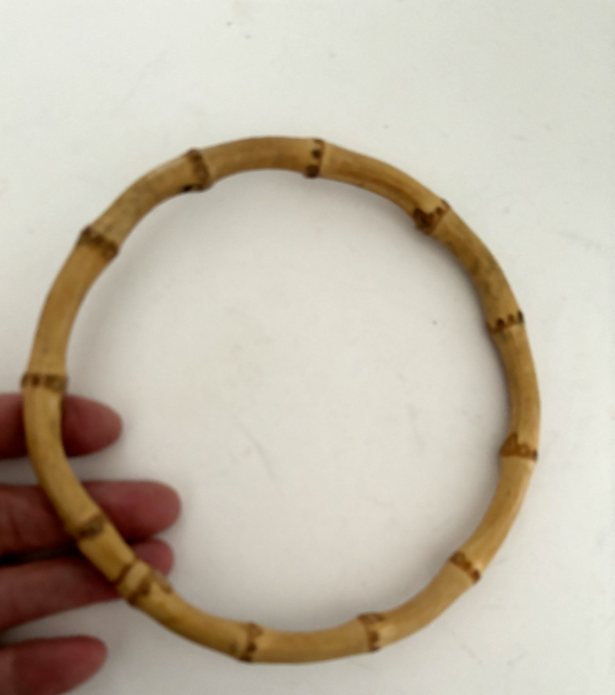 VTG 5.5" Solid ROUND BAMBOO Macrame CIRCLE Purse Bag Handle CRAFT Making