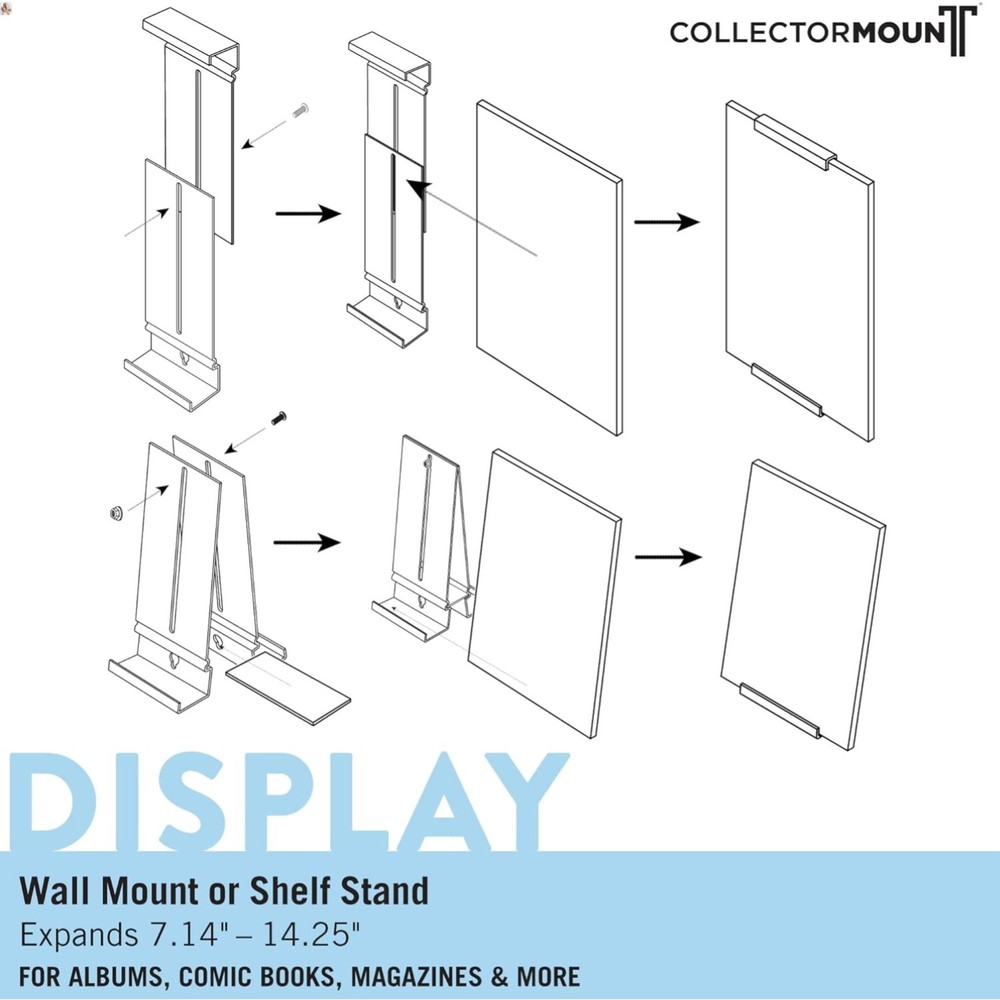 Comic Mount 1 Pack, Comic Book Shelf Stand or Wall Mount Display, Invisible a...
