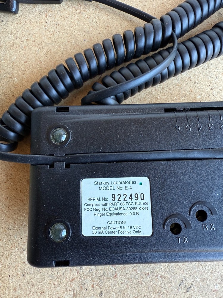 Starkey Earborne Headset Model E-4 w/User Manual