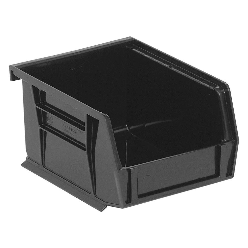 QUANTUM STORAGE SYSTEMS QUS210BK Hang and Stack Bin,Black,PP,3 in 8EAK6