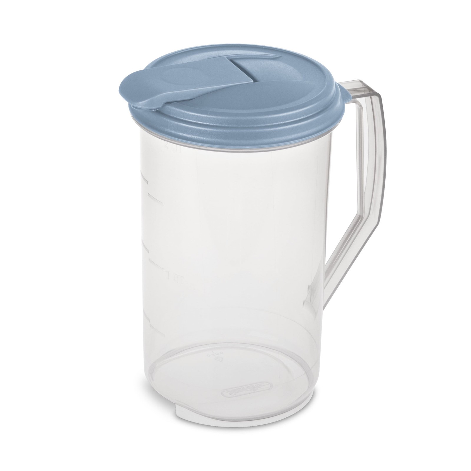 (2 pack) Sterilite 2 Quart Round Pitcher, Clear Plastic, Light Blue