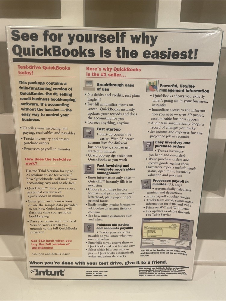 Vintage Microsoft Windows QuickBooks Version 3.1 Trial Version Sealed New