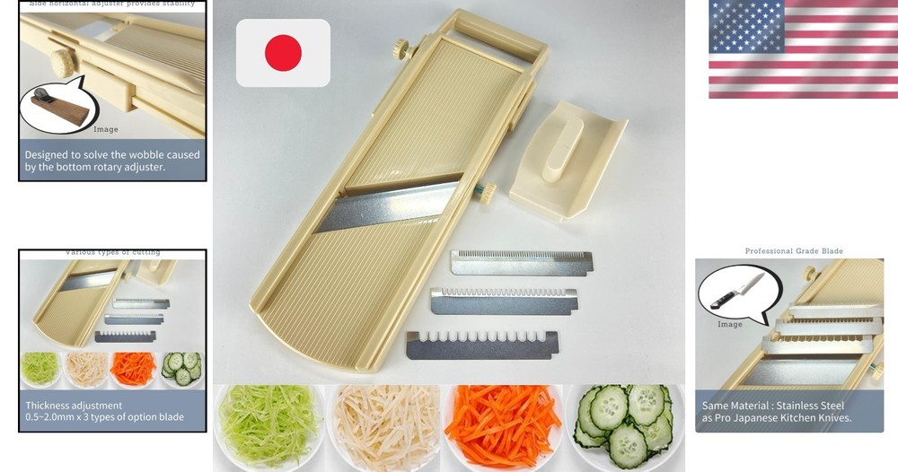 Versatile Mandoline Slicer: Adjustable Thickness for Fruits and Vegetables