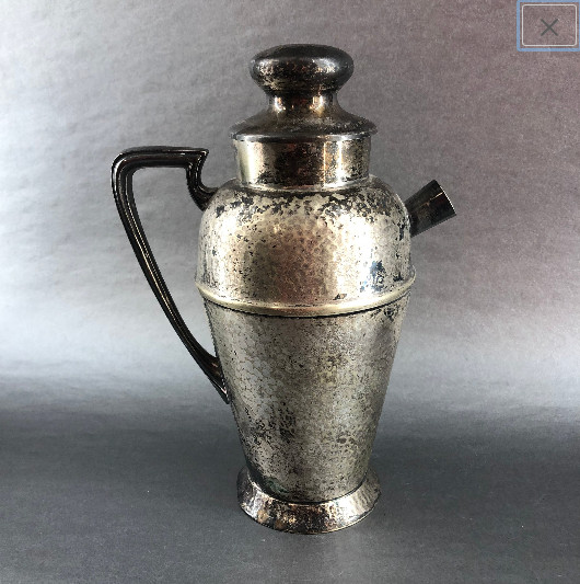 Bernard Rice & Sons Apollo 1920s Silverplate Hand Hammered Cocktail Pitcher
