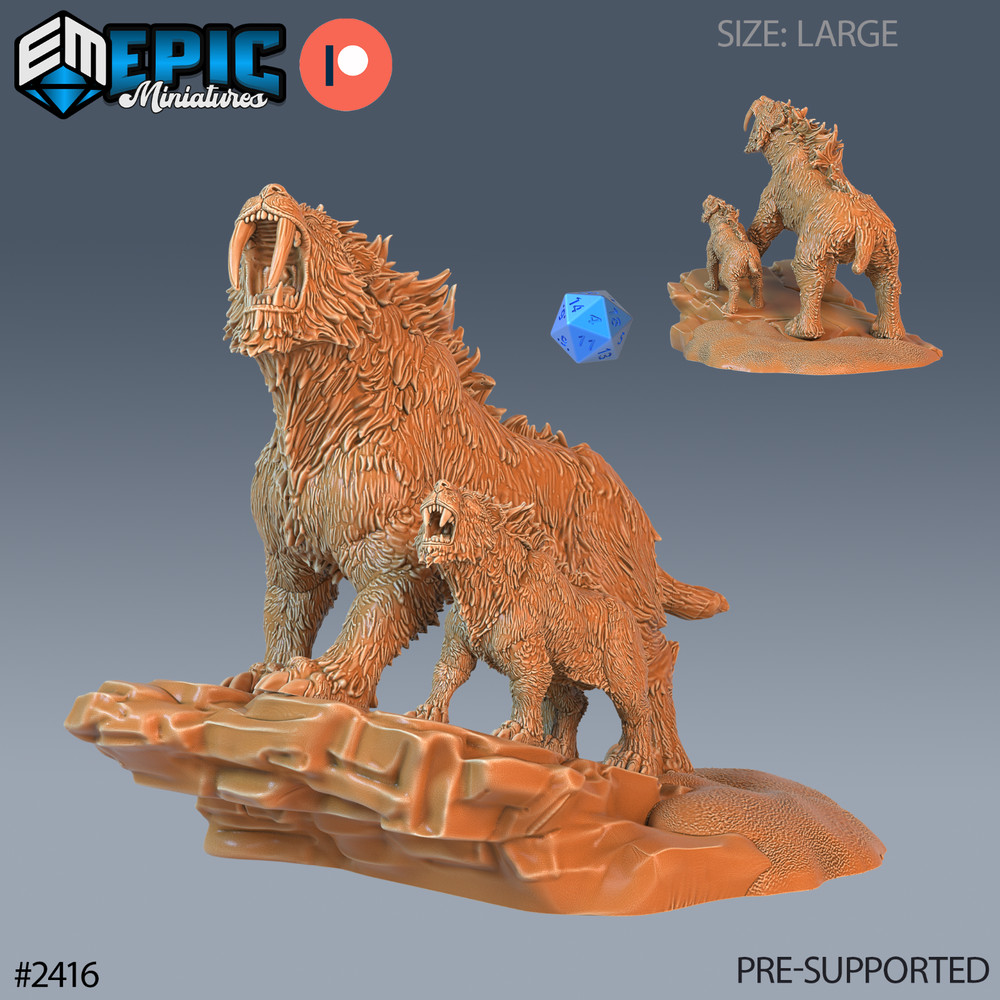 Sabertooth Tiger E | Epic Miniatures | RPG Wargaming 3D Printed Miniature