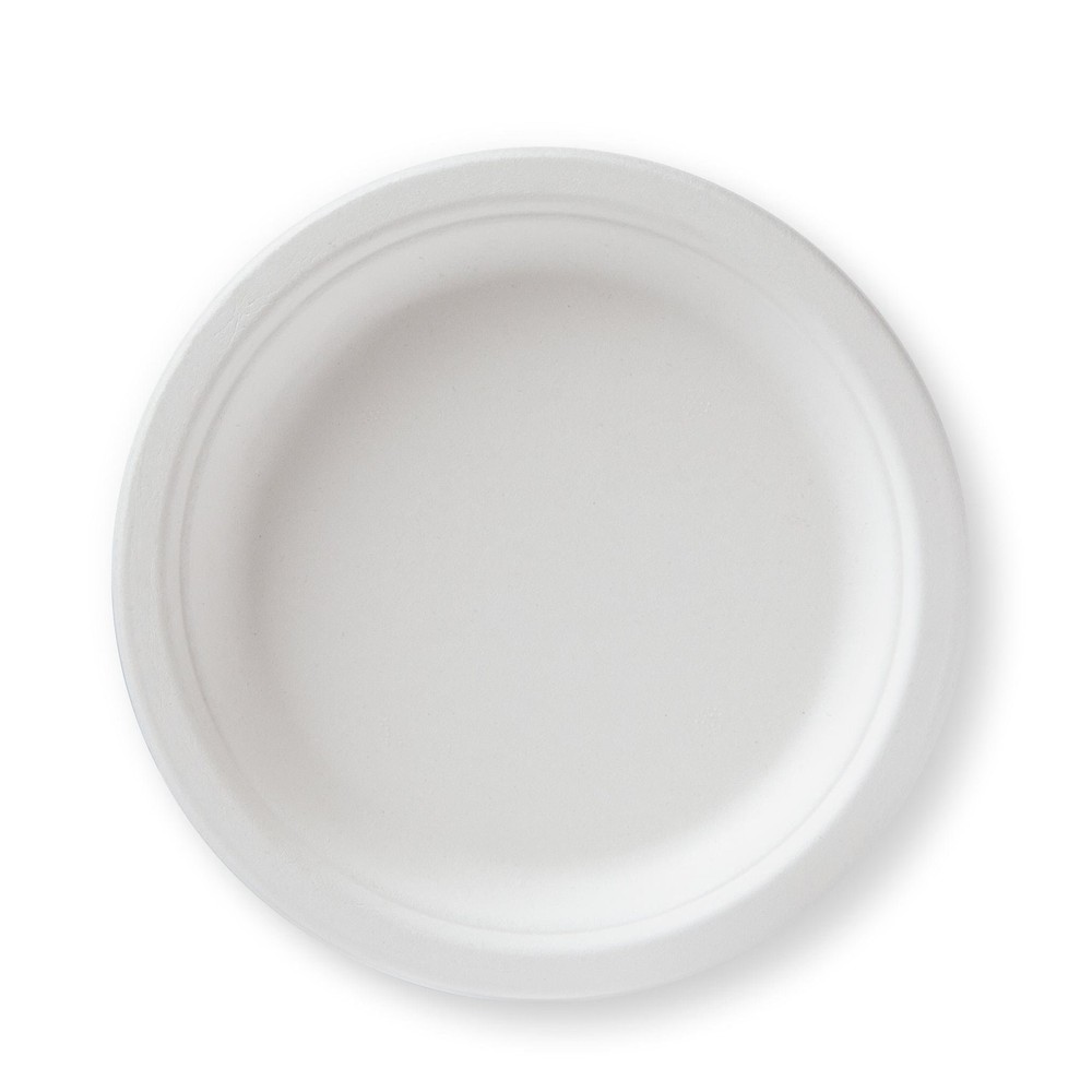 7-Inch Compostable Plates (50-Count), Sugarcane Heavy Duty Disposable Biodegr...