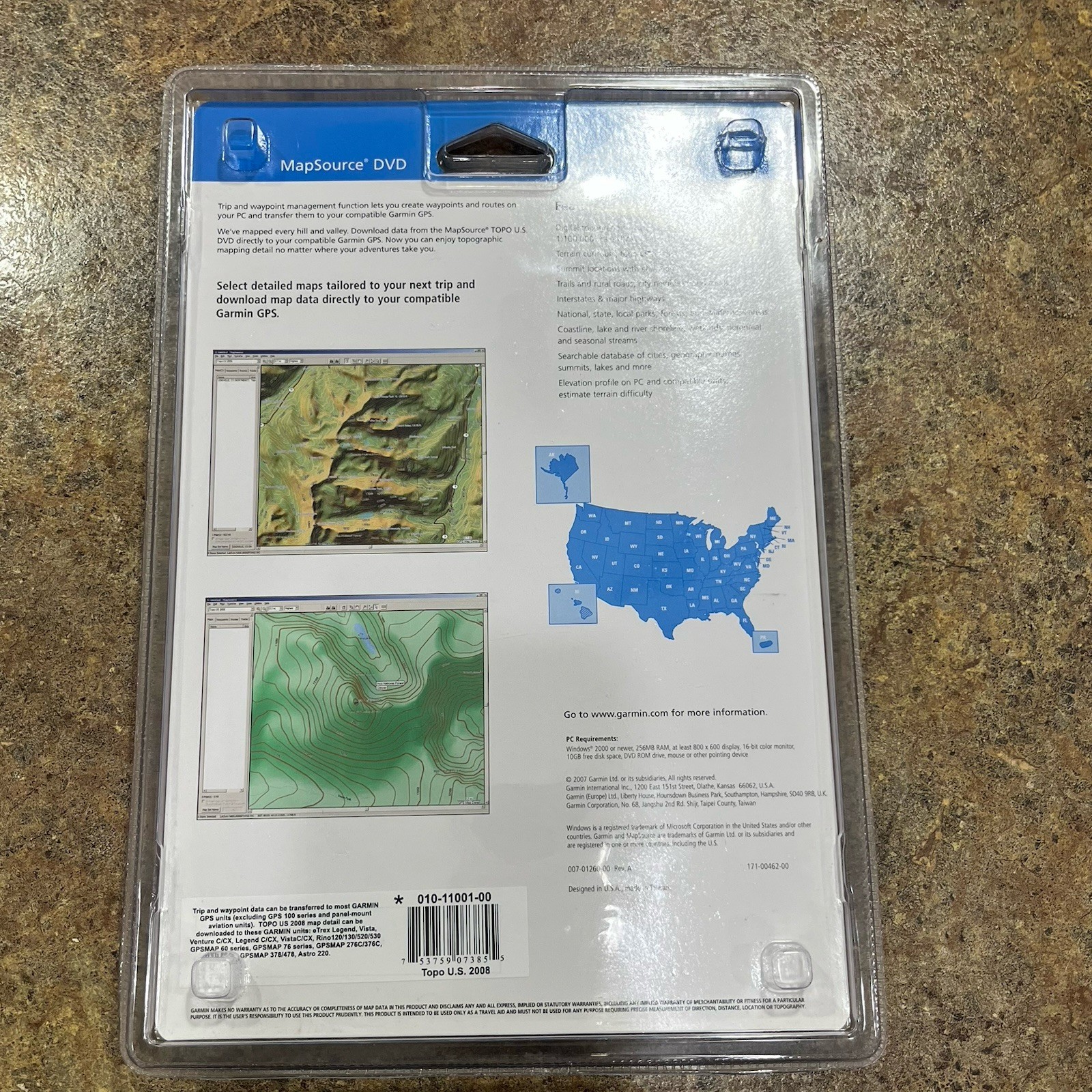 Garmin TOPO USA 2008 DVD MAPSOURCE SETUP DATA GPS MAPS Brand New