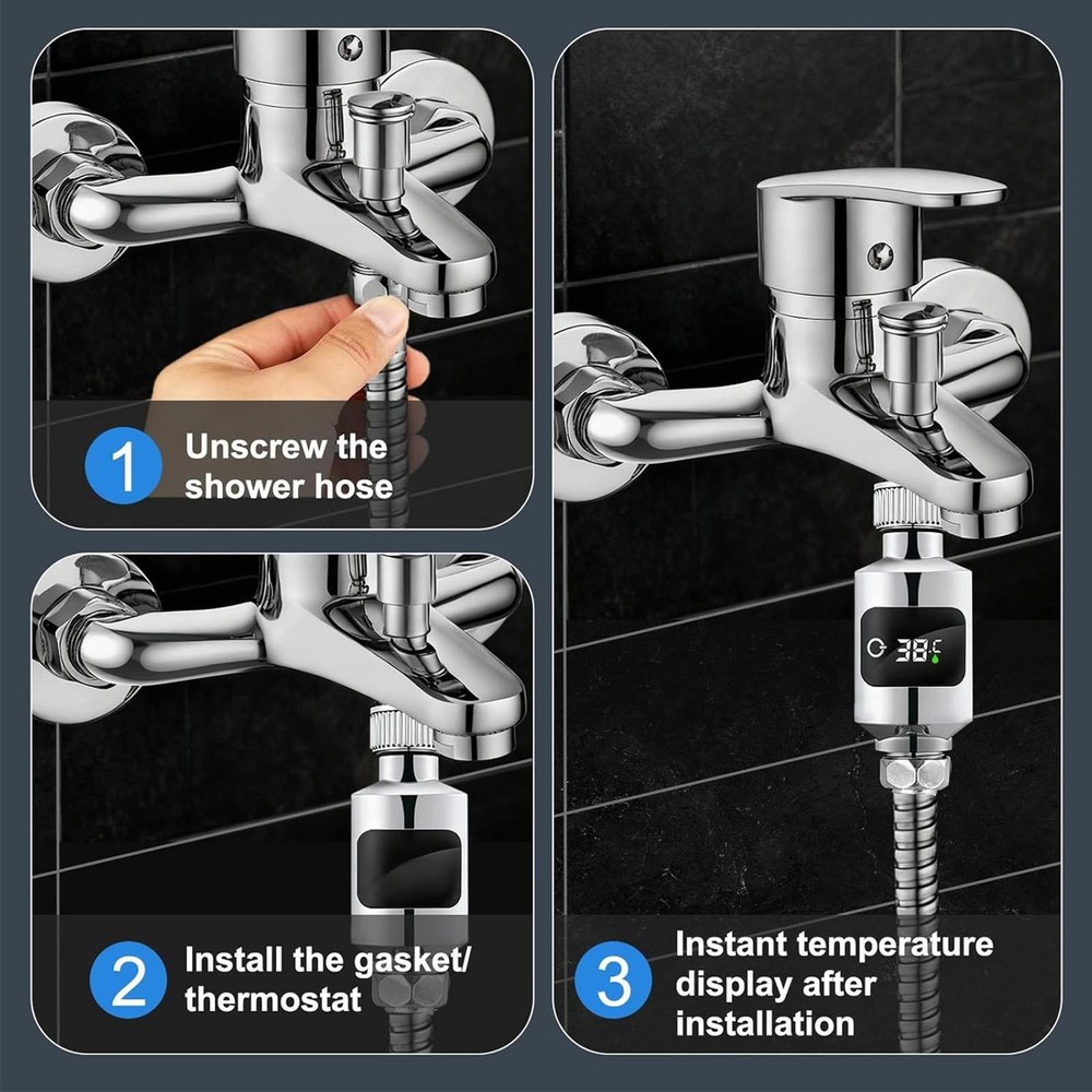 Shower Water Temperature Sensor Instant-Read Bath Gauge Sensor Shower