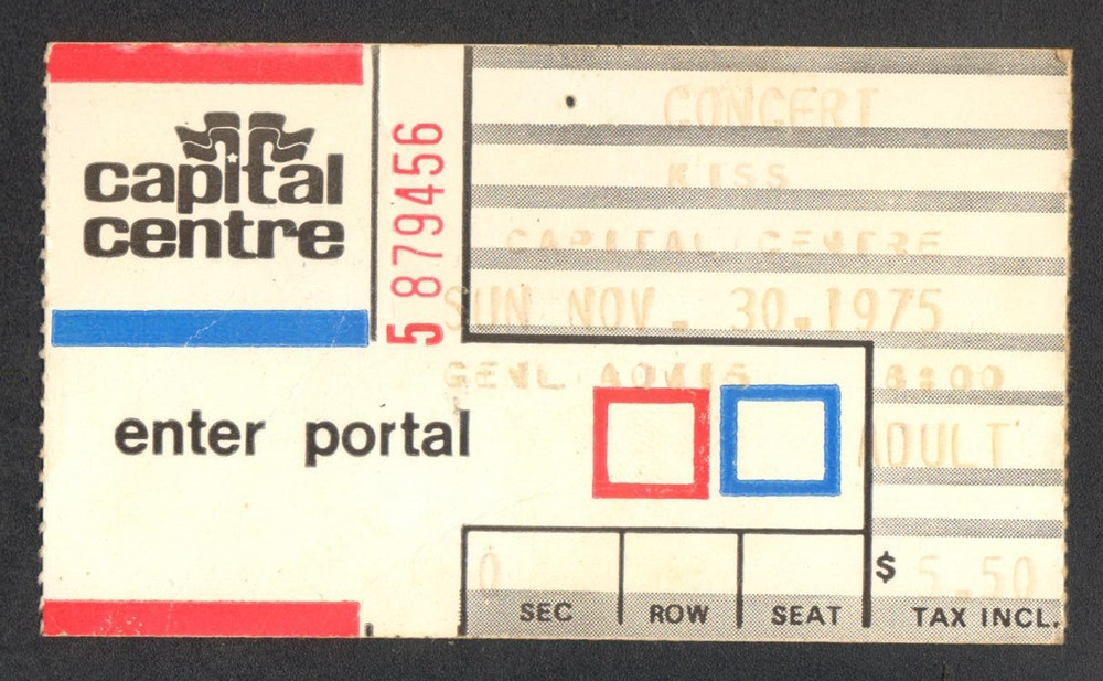 KISS, STYX, MOTT THE HOOPLE CONCERT TICKET STUB NOV 30 1975 CAPITAL CENTER DC