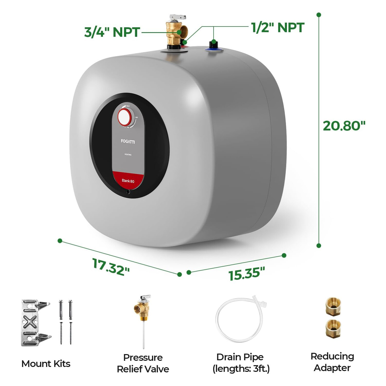 8 Gallon Electric Mini Tank Water Heater Instant Boiler 1440W Compact Storage