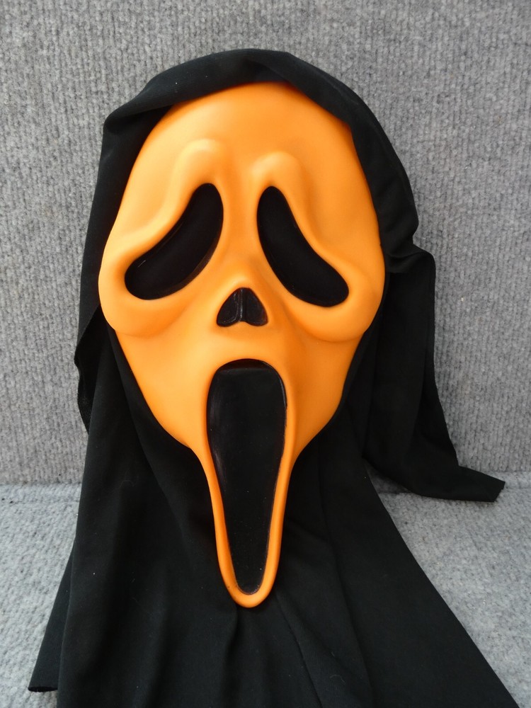 VINTAGE EASTER UNLIMITED GHOST FACE SCREAM MASK ORANGE