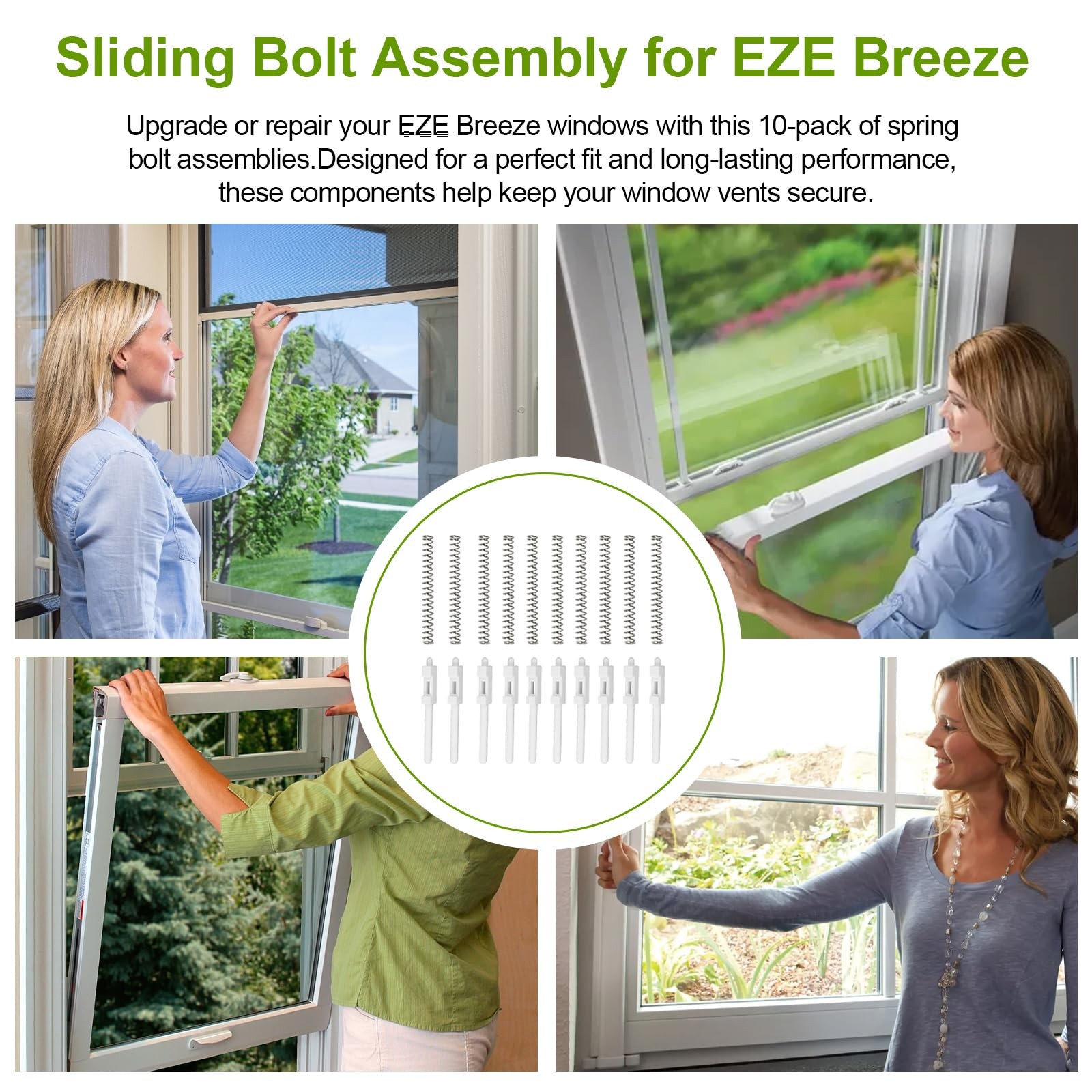 Slide Spring Bolt Assembly Replacement for Eze Breeze Vertical 4 Track White