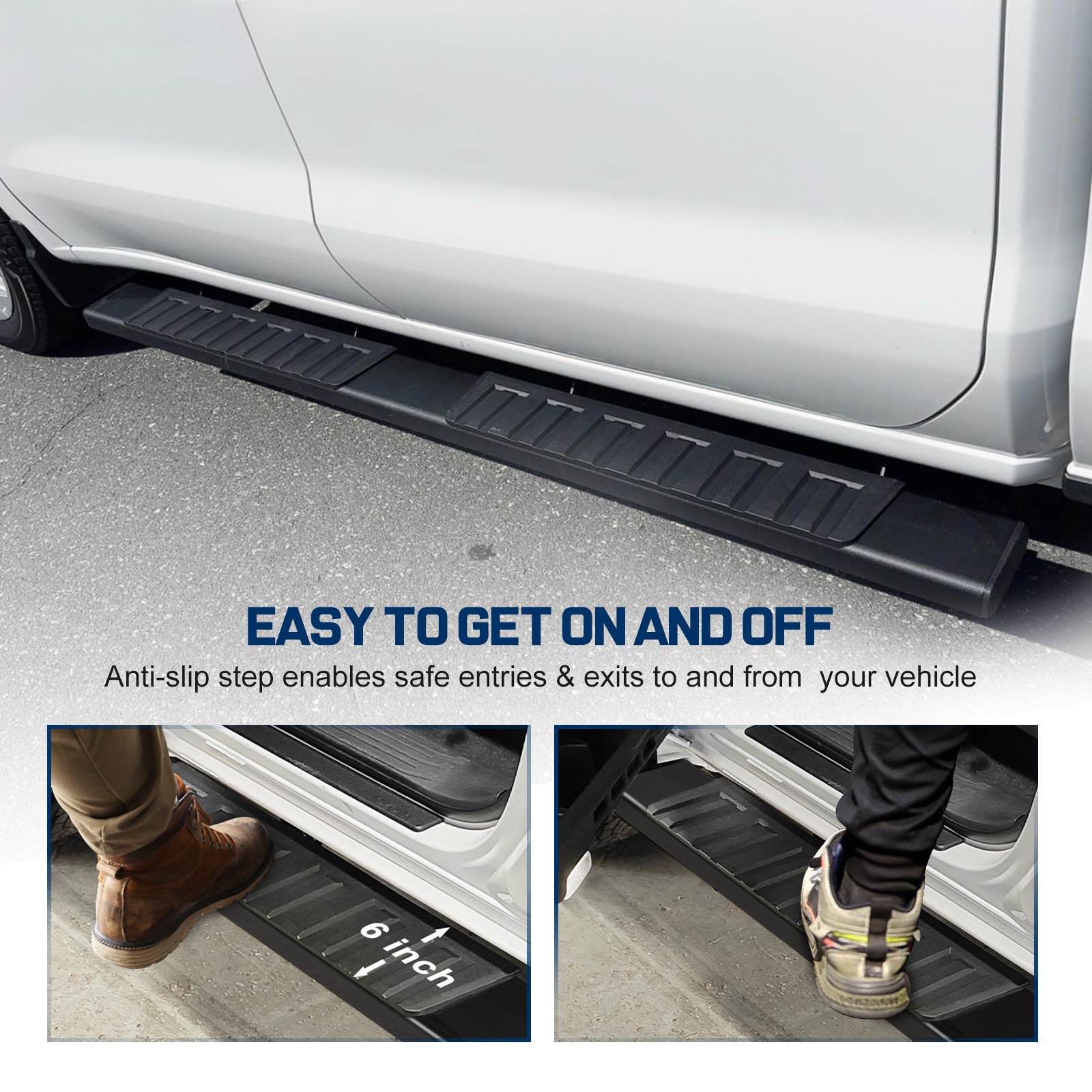 For 07-18 Silverado/Sierra 1500 Double/Extended Cab 6" Running Board Side Step