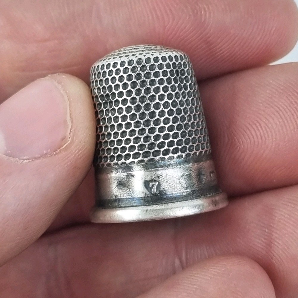 Antique Solid Silver Thimble Chester Hallmarks Rubbed