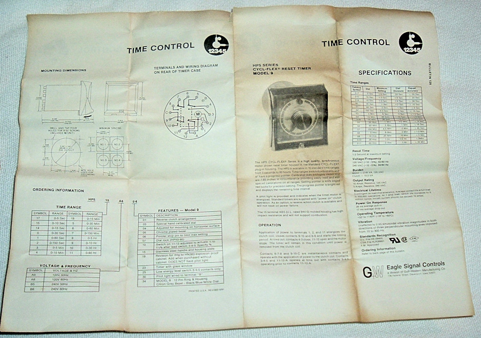 NOS Open Box *EAGLE SIGNAL CYCLFLEX ANALOG RESET TIMER HP5-Series Model-9 *NOS