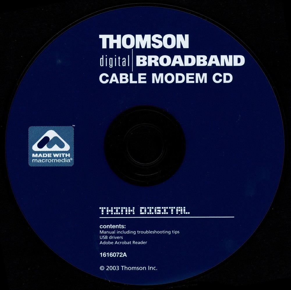 Thomson Digital Broadband Cable Modem Software CD - Brand New - Very Nice!