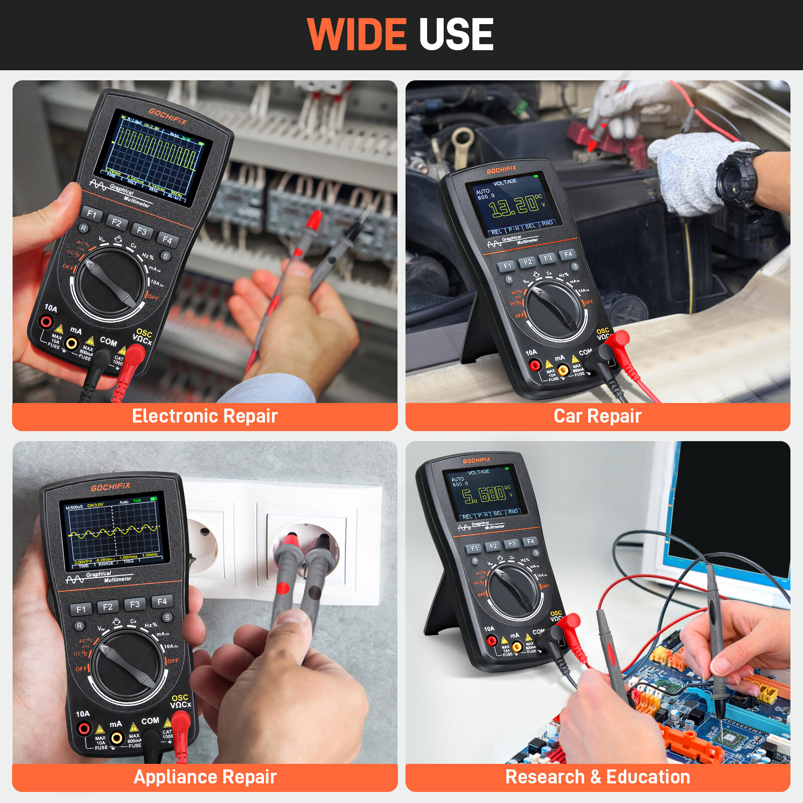 2-in-1 100MHz Handheld Oscilloscope Multimeter with 2.4inch Display with Memory