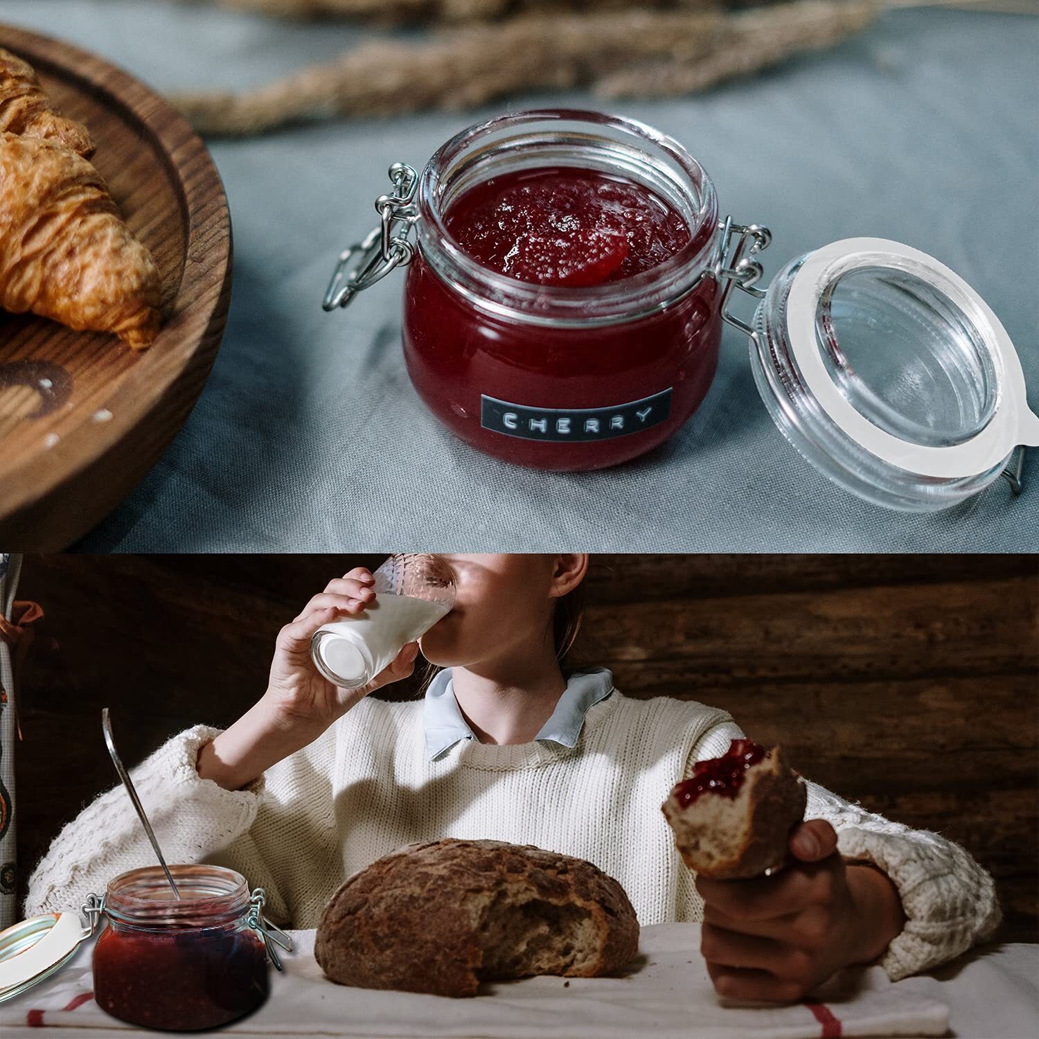 2 Piece Rubber Seal Ring for Glass Jars, Airtight Silicone Replacement Gasket