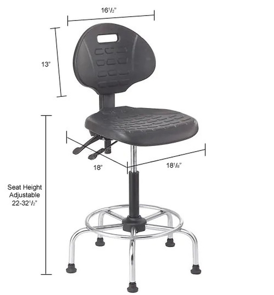 Interion? 4-Way Black Adjustable Shop Stool With Chrome Base