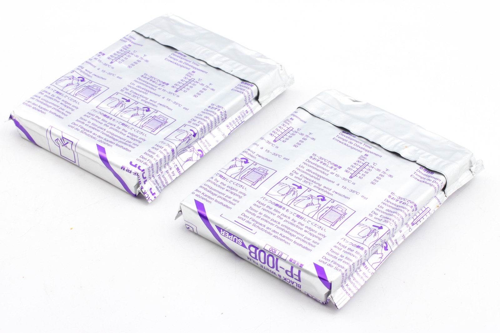 [Unused] 2 packs Fujifilm FP-100B 4x5 Super Instant B&W Film Expired 2002 JAPAN