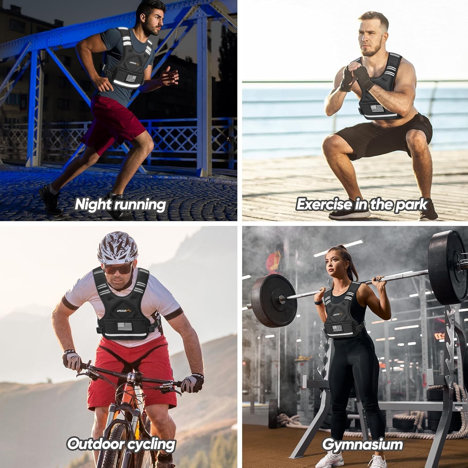 Adjustable Weighted Vest, 4-10lb Vest with 6 Ironsand Weights and Large Pocket,