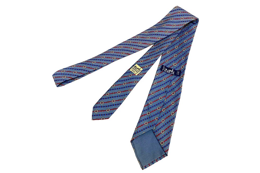 HERMES Tie Silk 7062TA All Over Pattern with Outer Box Used Good Condition 2017