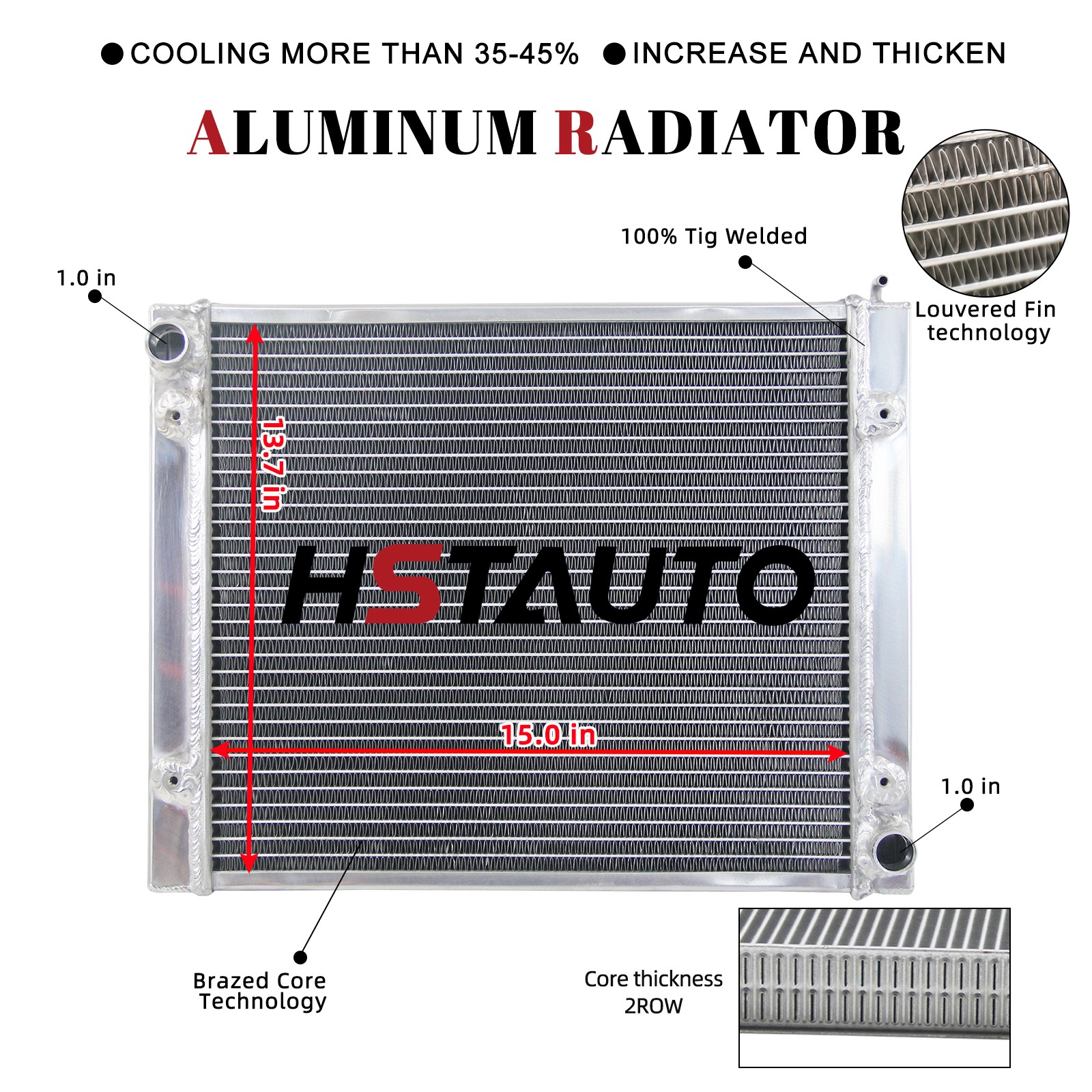 For Polaris RZR 1000 Turbo 2016- 2Row MT 50mm Aluminum Radiator