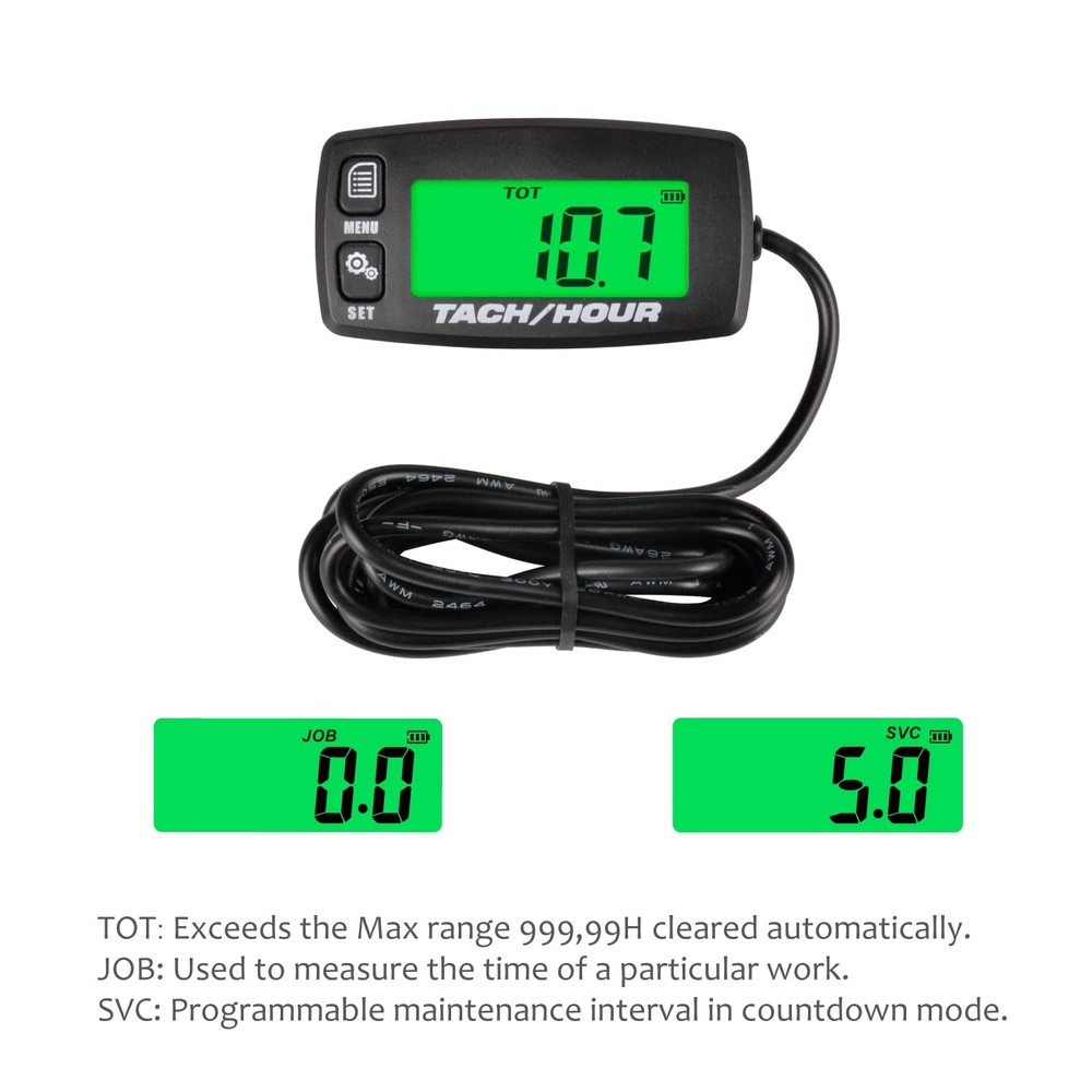 2 Pieces Self Powered Digital Induction Tachometer Maintenance Waterproof Bac...