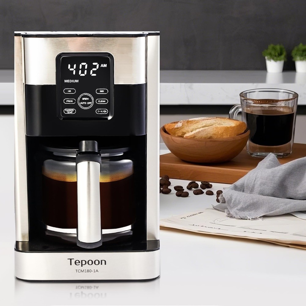 Coffee Maker, 12-Cup Glass Carafe, Programmable, Touch Screen, Keep Hot Plate