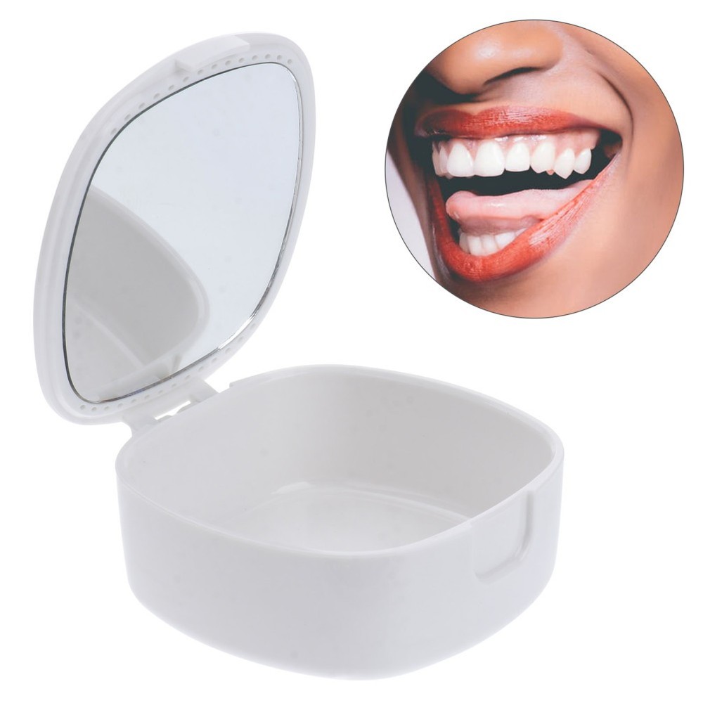 Mirror Denture Case Container Accessories Storage