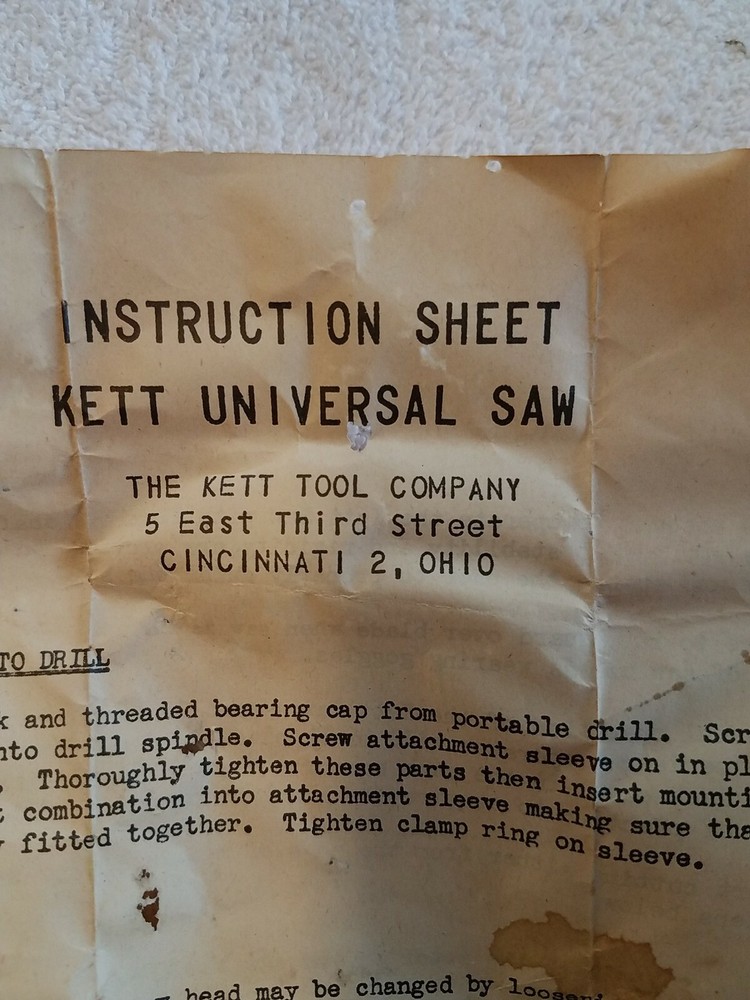 Vintage KETT Universal Saw W/ Box & Instructions