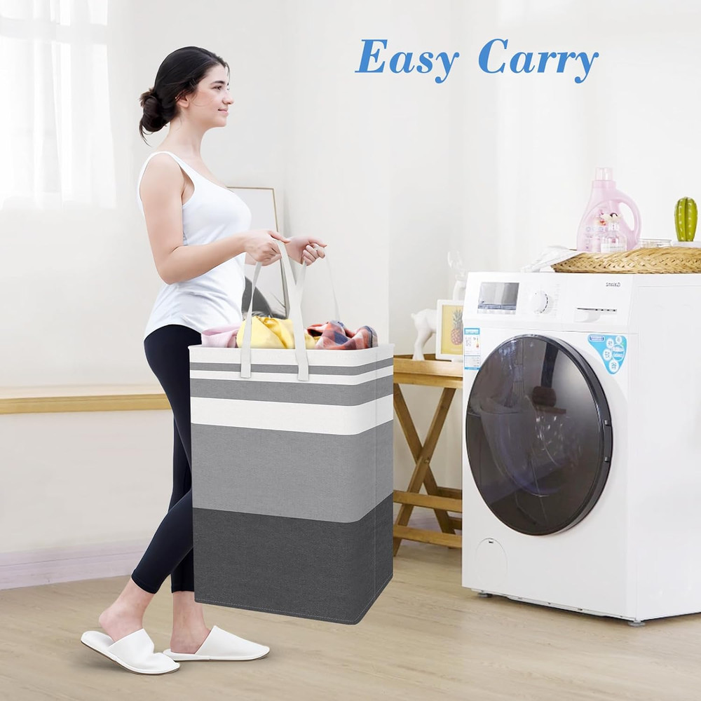 Laundry Basket 3-Pack Waterproof Laundry Hamper Collapsible with Handles Grey75L
