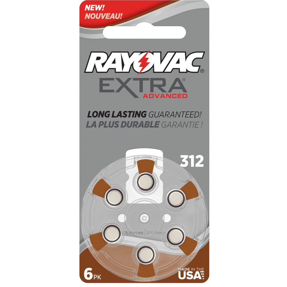 Rayovac Extra Advanced, size 312 Hearing Aid Battery (pack 60 pcs)