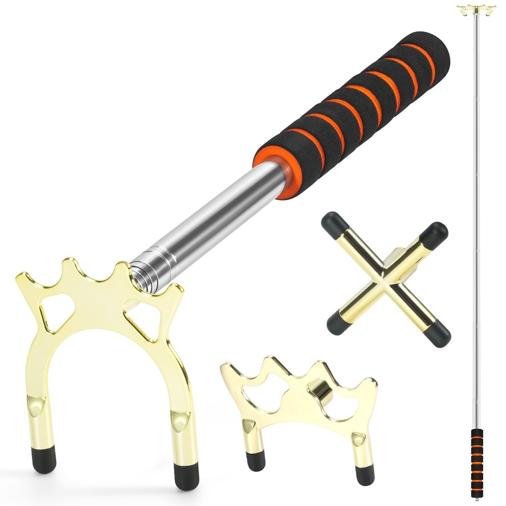 EOTJYAO Pool Bridge Stick, Professional Retractable 3Pcs Head, brass