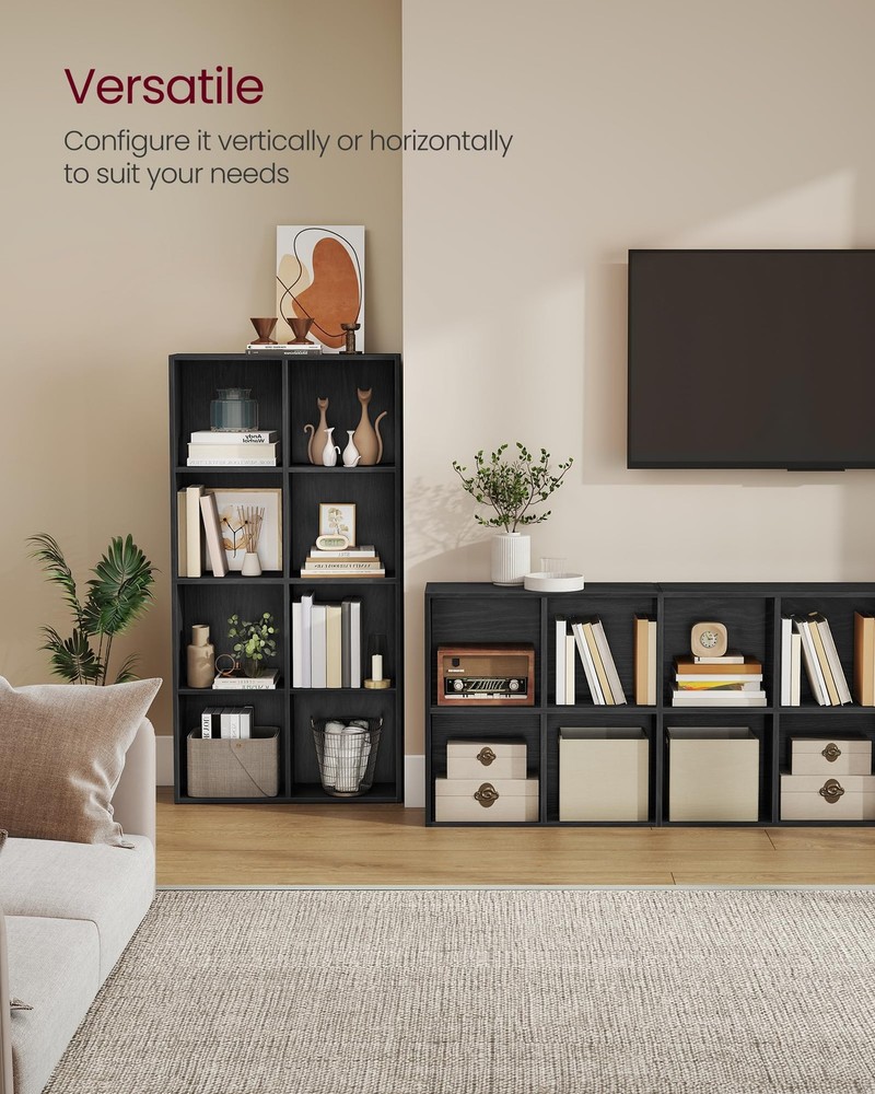 Custos Collection - Bookshelf, Bookcase, Cube Shelf with 8 Compartments, 9.4 ...