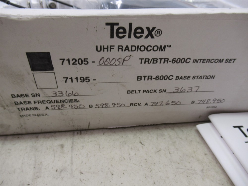 Telex RadioCom BTR-600C Intercom Set 71205-000SP Wireless Intercom Set
