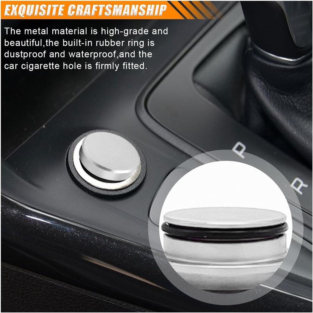 Child-Safe Aluminum Cigarette Lighter Socket Cover - Easy Installation, Silver