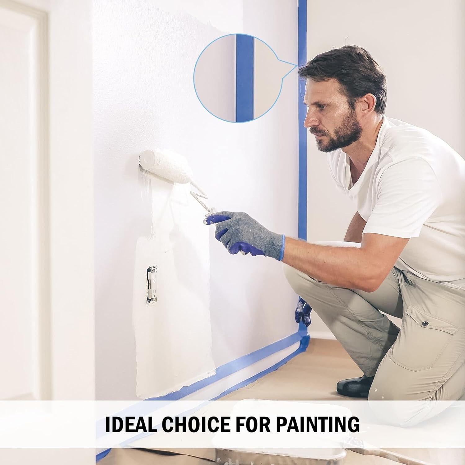 72 Rolls Blue Painters Masking Tape, 2 Inch x 60 Yards 5.5 Mil, Walls Painting