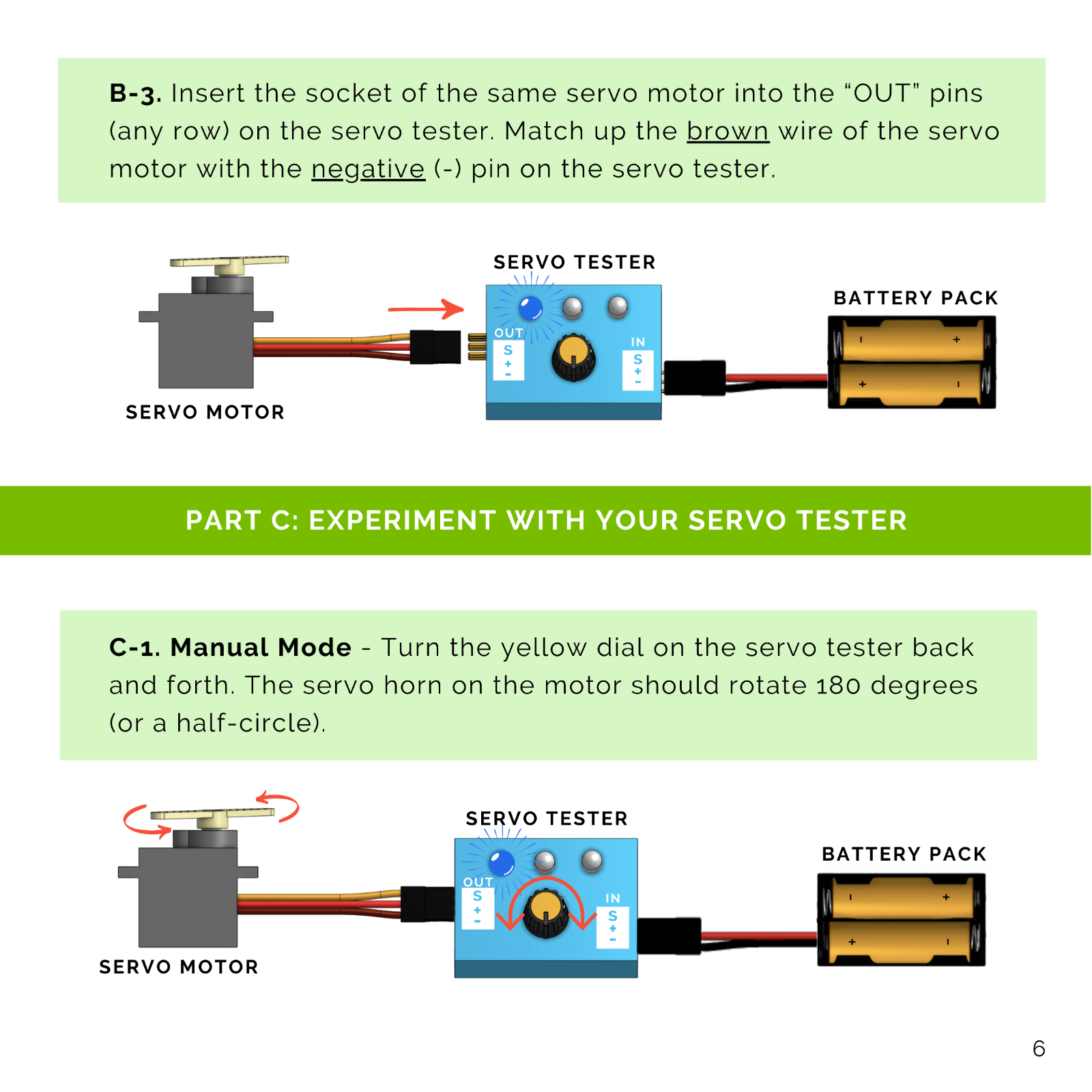 Servo Tester Kit (9g Servo Motor, Servo Tester, Battery Holder) Robot STEM Kit